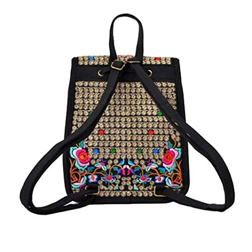 LHKJ Mochila de Mujer Mochila Bolso para Mujer Bolso Floral Del Bordado Bolsas étnicas España Estilo De Noche De Las Mujeres