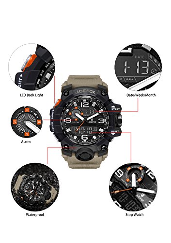 LIBARTE Hombre Reloj Deportivo Militar Sport Hombres Reloj de Pulsera Reloj Pulsera Digital LED (Caqui)