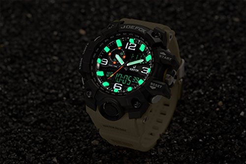 LIBARTE Hombre Reloj Deportivo Militar Sport Hombres Reloj de Pulsera Reloj Pulsera Digital LED (Caqui)