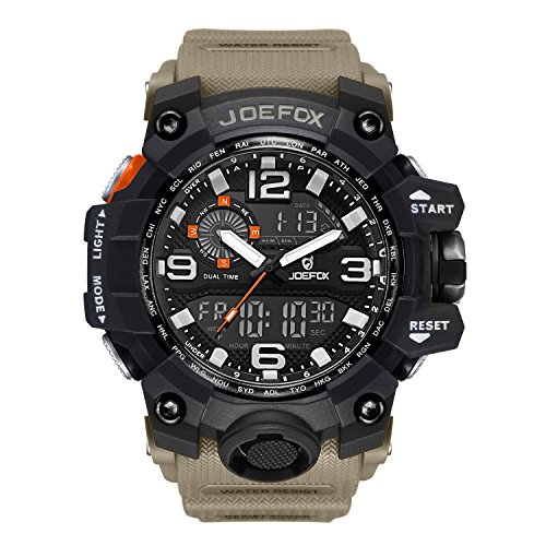 LIBARTE Hombre Reloj Deportivo Militar Sport Hombres Reloj de Pulsera Reloj Pulsera Digital LED (Caqui)