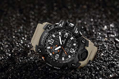 LIBARTE Hombre Reloj Deportivo Militar Sport Hombres Reloj de Pulsera Reloj Pulsera Digital LED (Caqui)