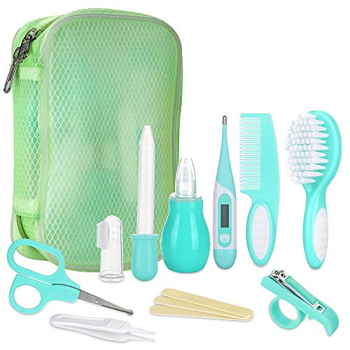 Lictin Set para el Cuidado del Bebé-10 Pcs Kit de Aseo Conveniente para Bebé con Sondas de temperatura de alta precisión, Cepillo de Dientes de Dedo, Ideal para viajar y para el día a día