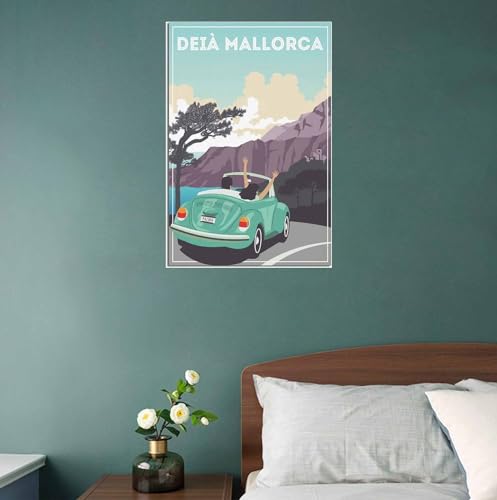 Lienzo póster Póster de viaje Vintage Deia Mallorca España, carteles en la decoración de la pared, lienzo, decoración del hogar Sin marco 50x75cm