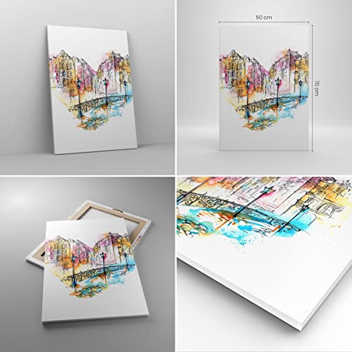 Lienzos decorativos lugar ciudad arquitectura del corazón Cuadro Sobre Lienzo Moderno Vertical 50x70cm Cuadros Decoracion Salon Dormitorio Cuadros Pared Imágenes Wall Art Prints Decor PA50x70-3030