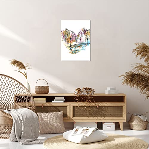 Lienzos decorativos lugar ciudad arquitectura del corazón Cuadro Sobre Lienzo Moderno Vertical 50x70cm Cuadros Decoracion Salon Dormitorio Cuadros Pared Imágenes Wall Art Prints Decor PA50x70-3030