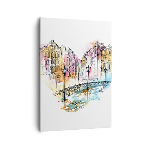 Lienzos decorativos lugar ciudad arquitectura del corazón Cuadro Sobre Lienzo Moderno Vertical 50x70cm Cuadros Decoracion Salon Dormitorio Cuadros Pared Imágenes Wall Art Prints Decor PA50x70-3030