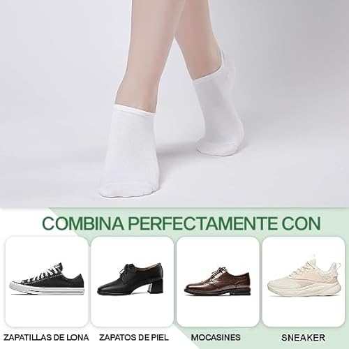 LIFE ESSENTIALS 15 Pares Calcetines Tobilleros Hombre y Calcetines Tobilleros Mujer - Calcetines Mujer y Calcetines Hombre de Algodón Invisibles y Transpirables (40-44, Blanco)