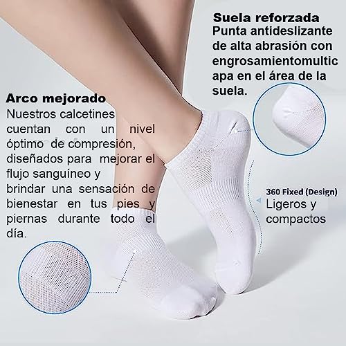 LIFE ESSENTIALS 15 Pares Calcetines Tobilleros Hombre y Calcetines Tobilleros Mujer - Calcetines Mujer y Calcetines Hombre de Algodón Invisibles y Transpirables (40-44, Blanco)