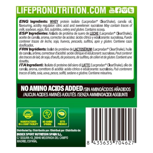 Life Pro Clear Isolate Zero 800 gr | Proteina Aislada de Suero de Textura muy Ligera y con un Aminograma muy Completo. (MOJITO)