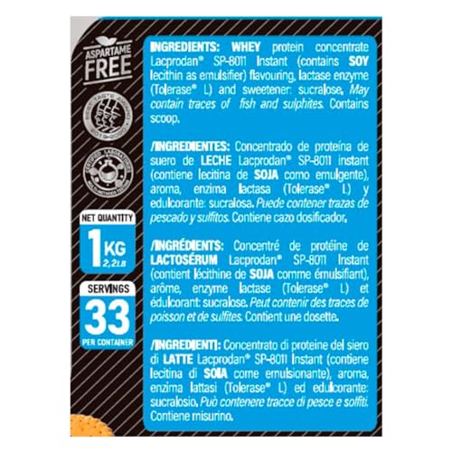 Life Pro Whey 1Kg | Suplemento Deportivo, 78% Proteína de Concentrado de Suero, Protege Tejidos, Anticatabolismo, Crecimiento Muscular y Facilita Períodos de Recuperación | Sin Gluten (Cookies, 1 kg)