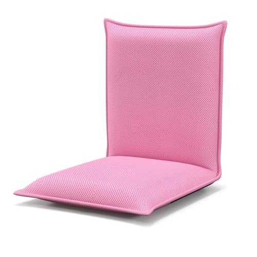 LIFEZEAL Silla de Suelo Plegable, sillón Lectura con Respaldo Ajustable de 6 Posiciones, Silla de Piso con Superficie de Malla, para Leer, meditación, Yoga (Rosa)