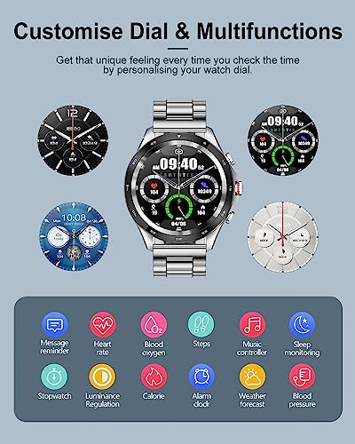 LIGE Reloj Inteligente Hombre, Smartwatch Hombre con Llamada/Marcado Bluetooth Asistente Voz Clima, Impermeable Reloj Deportivo con 2 Correas Monitor Sueño Pulsómetro Podómetro para Android iOS