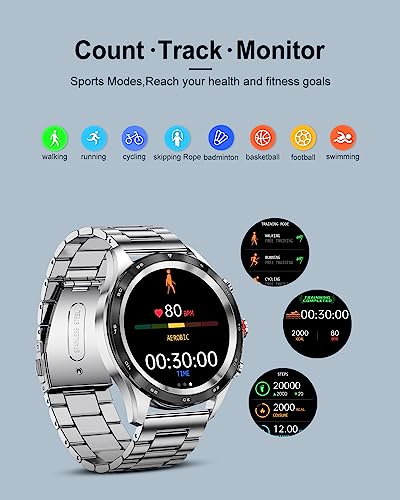 LIGE Reloj Inteligente Hombre, Smartwatch Hombre con Llamada/Marcado Bluetooth Asistente Voz Clima, Impermeable Reloj Deportivo con 2 Correas Monitor Sueño Pulsómetro Podómetro para Android iOS