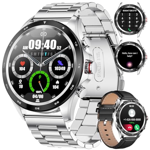 LIGE Reloj Inteligente Hombre, Smartwatch Hombre con Llamada/Marcado Bluetooth Asistente Voz Clima, Impermeable Reloj Deportivo con 2 Correas Monitor Sueño Pulsómetro Podómetro para Android iOS