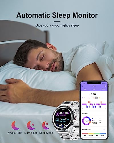 LIGE Reloj Inteligente Hombre, Smartwatch Hombre con Llamada/Marcado Bluetooth Asistente Voz Clima, Impermeable Reloj Deportivo con 2 Correas Monitor Sueño Pulsómetro Podómetro para Android iOS