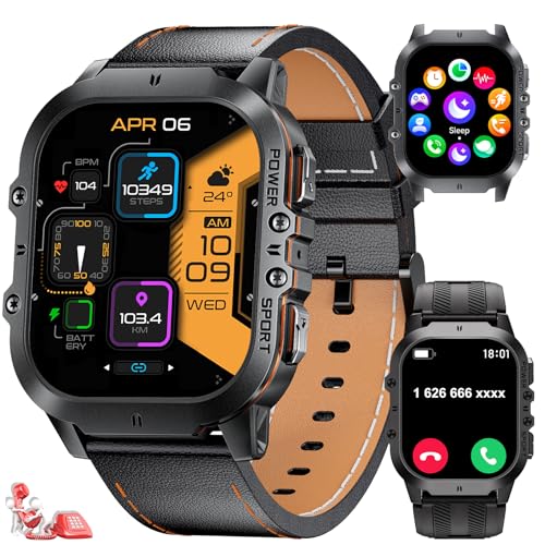 LIGE Reloj inteligente militar para hombre y mujer, reloj deportivo Amoled Always on Display de 1,96 pulgadas con llamadas bluetooth para iOS Android, IP68 impermeable, reloj de fitness con monitor de