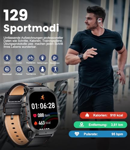 LIGE Reloj inteligente militar para hombre y mujer, reloj deportivo Amoled Always on Display de 1,96 pulgadas con llamadas bluetooth para iOS Android, IP68 impermeable, reloj de fitness con monitor de