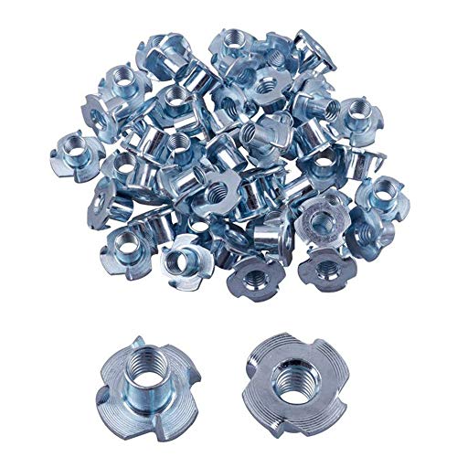 LIKERAINY Tuercas M8 x 12mm con 4 Dientes Metal T-Nuts Tuercas de Fijación para Muebles de Madera Insertos Ciegos Tuerca 150Pcs