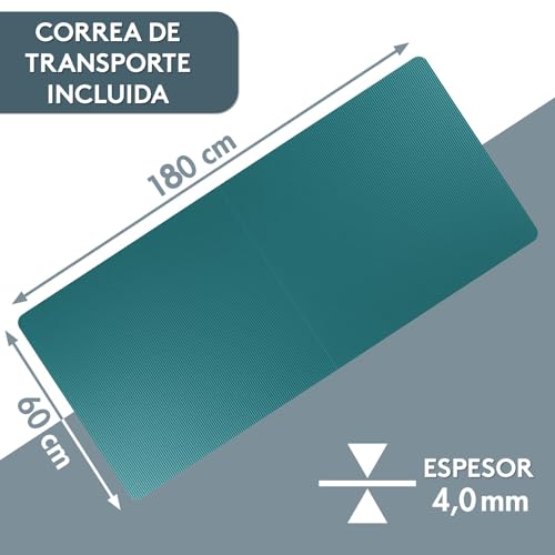 LILENO Sports Colchoneta de Yoga Turquesa (180x60cm) con Correa de Transporte - Colchoneta Deportiva y de Yoga Extra Antideslizante de 4 mm de Grosor - Colchoneta de Gimnasia y Fitness