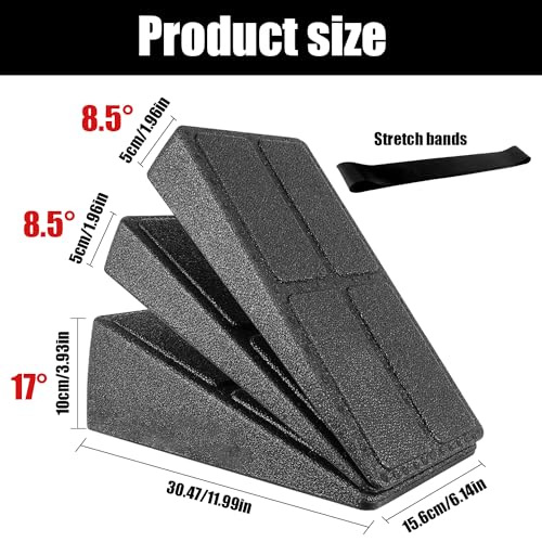 LIMPAC Slant Board Cuña SentadillaTabla de Estiramiento Ajustable con Bandas Elasticas Fitness para Estiramiento de Pantorrillas Estirar Músculos y Pantorrillas Ayuda contra Calambres en Pantorrillas