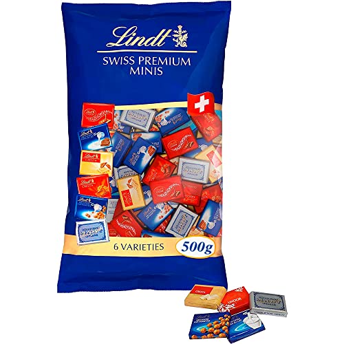 Lindt Bolsa de Napolitanas de Chocolate - 500 g, Chocolatinas de Chocolate con Leche, chocolate negro, chocolate blanco y surtido, Porciones Individuales