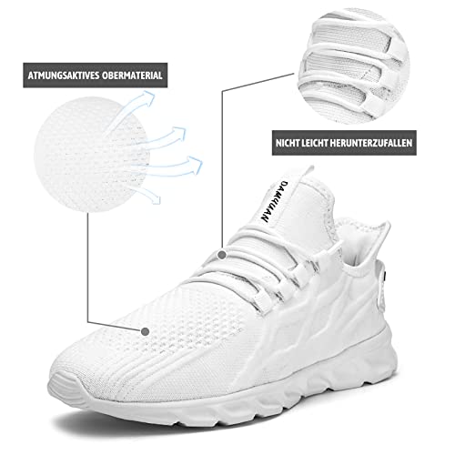 Linenghs Zapatos de Hombre para Correr Zapatos Deportivos Zapatillas para Correr Tenis Ocio Ligero Transpirable Zapatos para Correr en la Carretera Caminar al Aire Libre Fitness Jogging Blanco 40 EU