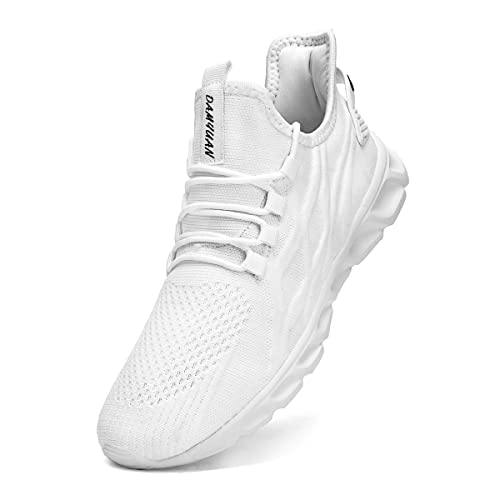 Linenghs Zapatos de Hombre para Correr Zapatos Deportivos Zapatillas para Correr Tenis Ocio Ligero Transpirable Zapatos para Correr en la Carretera Caminar al Aire Libre Fitness Jogging Blanco 40 EU