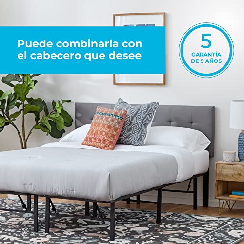 Linenspa Estructura Cama de Metal – Cama Plegable – Somier con patas 140x200 cm – Espacio Inferior de 33cm para Almacenamiento – Se Monta en 5 Minutos