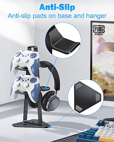 Link Dream Soporte para Mandos Universal Soporte de Controlador, Soporte de Auriculares de 2 Niveles, Soporte Mando para PS5/PS4/Xbox/Nintendo Switch, Headphone Stand para Gamers (Negro)