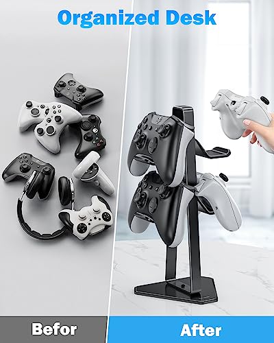 Link Dream Soporte para Mandos Universal Soporte de Controlador, Soporte de Auriculares de 2 Niveles, Soporte Mando para PS5/PS4/Xbox/Nintendo Switch, Headphone Stand para Gamers (Negro)