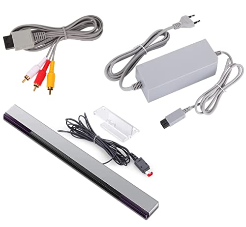 Link-e : Cargador de Red, Cable AV y Barra de Sensores con Cable Compatibles con la Consola Nintendo Wii