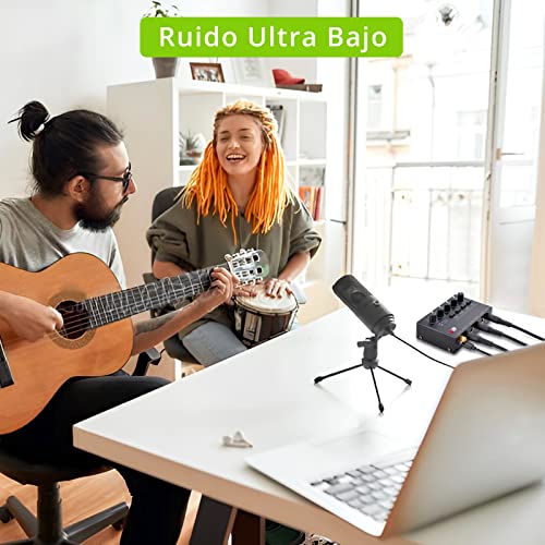 LiNKFOR Mezclador de Audio de 4 Canales con Controles de Volumen Separados Consola de Mezcla de Sonido de Ruido Bajo Interfaz de Audio Estéreo para Auriculares Altavoces Micrófonos Guitarras