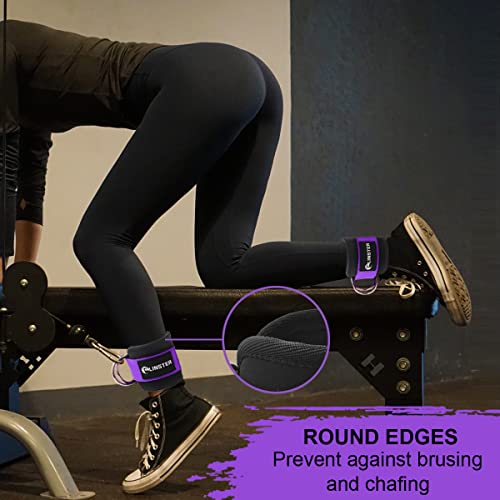 LINSTER Tobilleras Poleas Gym, 2 Piezas Tobillera para Polea Acolchada de Velcro para Cable Maquina para Gluteos y Piernas, Accesorios para Gym Mujeres y Hombres