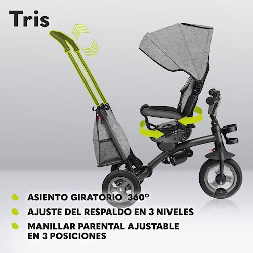 LIONELO Tris Bicicleta 2 en 1 Niño hasta 25 kg 12-60M Triciclo y Carrito- Bicicleta Cinturones de 3 Puntos con Fundas Regulación Gradual del Respaldo de 3 Niveles Gris Oscuro … (Gris)