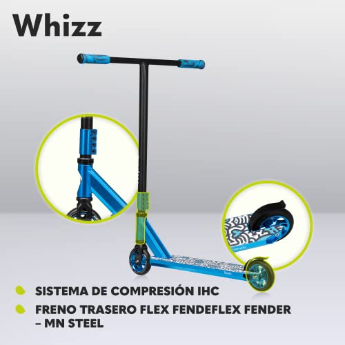 LIONELO Whizz patinetes para niños, Stunt Scooter, de Acrobacias, Freestyle, Ruedas de 110 mm, Ligero, Freno de Guardabarros Trasero, Cubierta de Aluminio, Manillar de Tubo en T Ancho