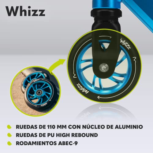 LIONELO Whizz patinetes para niños, Stunt Scooter, de Acrobacias, Freestyle, Ruedas de 110 mm, Ligero, Freno de Guardabarros Trasero, Cubierta de Aluminio, Manillar de Tubo en T Ancho