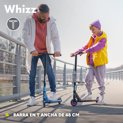 LIONELO Whizz patinetes para niños, Stunt Scooter, de Acrobacias, Freestyle, Ruedas de 110 mm, Ligero, Freno de Guardabarros Trasero, Cubierta de Aluminio, Manillar de Tubo en T Ancho