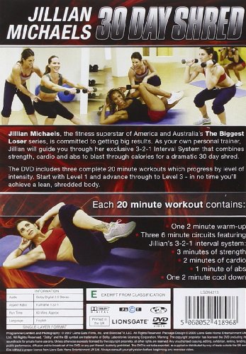 LIONSGATE FILMS Jillian Michaels - Trituración de 30 días [DVD]