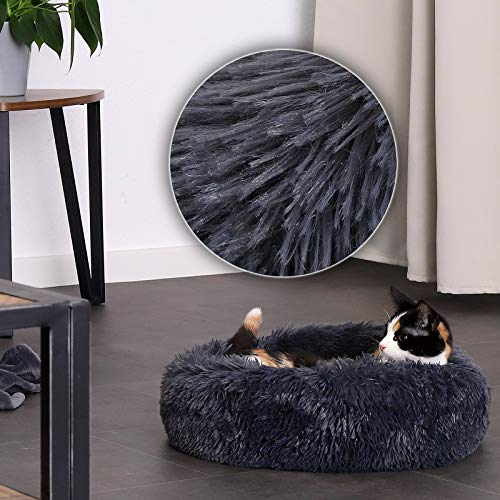 lionto Cama Perros Redonda cojín Gatos sofá para Perros Donut, (S) 40 cm Ø Gris Oscuro