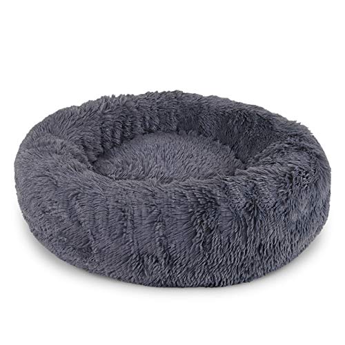 lionto Cama Perros Redonda cojín Gatos sofá para Perros Donut, (S) 40 cm Ø Gris Oscuro