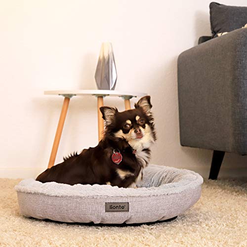 lionto Cama Redonda para Perros cojín para Perros sofá Perros Cama con Forma de Donut, 55 cm Ø Gris