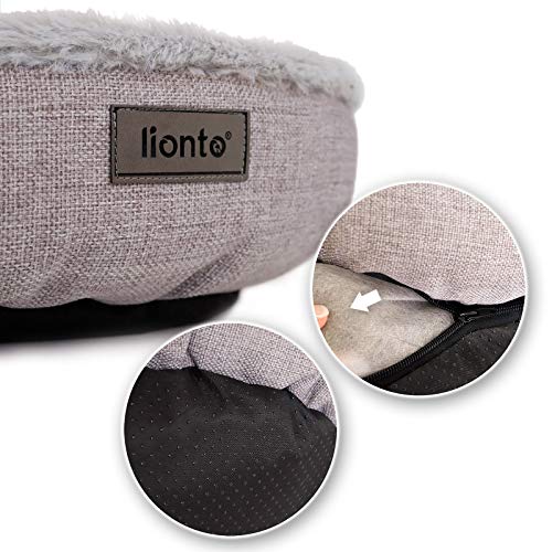 lionto Cama Redonda para Perros cojín para Perros sofá Perros Cama con Forma de Donut, 55 cm Ø Gris