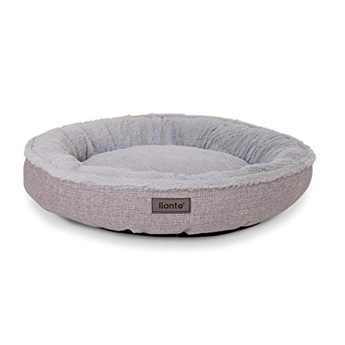 lionto Cama Redonda para Perros cojín para Perros sofá Perros Cama con Forma de Donut, 55 cm Ø Gris