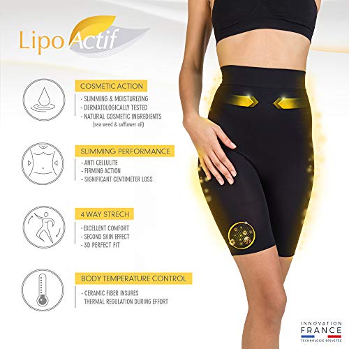 LIPO ACTIF - Panty Cintura Alta Vientre Plano - Día / Noche - Acción Adelgazamiento Push Up Enfundante y Adelgazante - Tecnología Francesa Cosméto Céramic