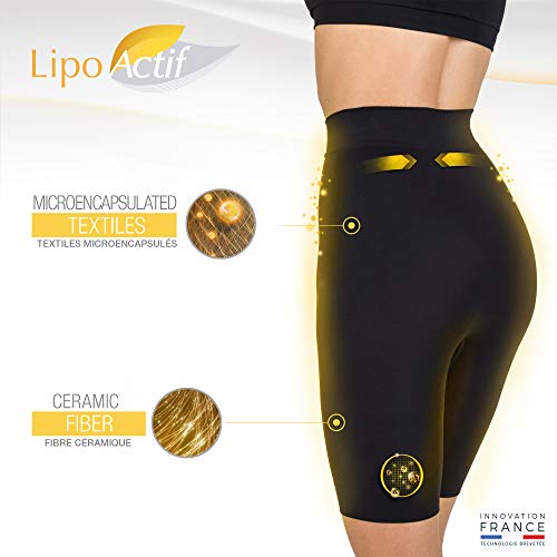 LIPO ACTIF - Panty Cintura Alta Vientre Plano - Día / Noche - Acción Adelgazamiento Push Up Enfundante y Adelgazante - Tecnología Francesa Cosméto Céramic