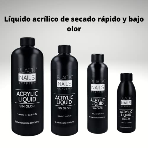 LIQUIDO ACRILICO (SIN OLOR) - LIQUIDO SECADO MEDIO - PARA POLVO ACRILICO PARA UÑAS - BLACK NAILS (125ml)