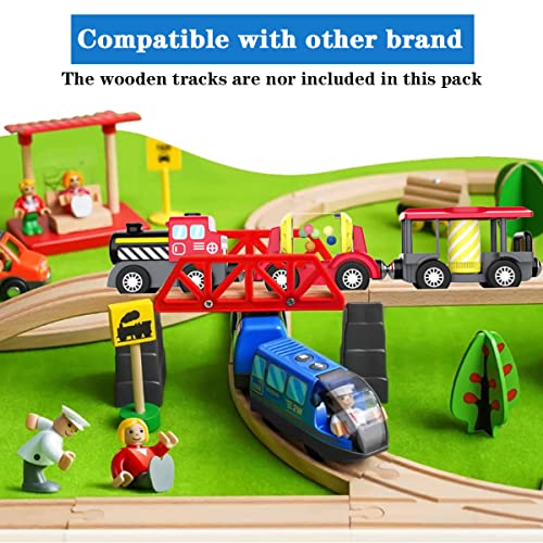 LiRiQi Tren eléctrico de Juguete Niños, BRIO Tren de Vapor a Pilas, Tren de Locomotora de acción, Coche de Juguetes para niños pequeños, Juego de Tren de Motor compatible con Brio, Thomas, Chuggington