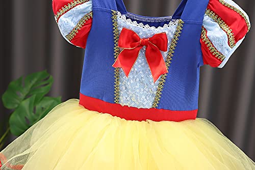 Lito Angels Disfraz Bailarina de Ballet Princesa Blancanieves para Niñas, Vestido Maillot de Danza Baile con Falda Tutu, Talla 3 a 4 Años, Amarillo