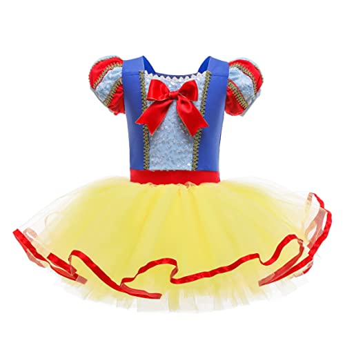 Lito Angels Disfraz Bailarina de Ballet Princesa Blancanieves para Niñas, Vestido Maillot de Danza Baile con Falda Tutu, Talla 3 a 4 Años, Amarillo