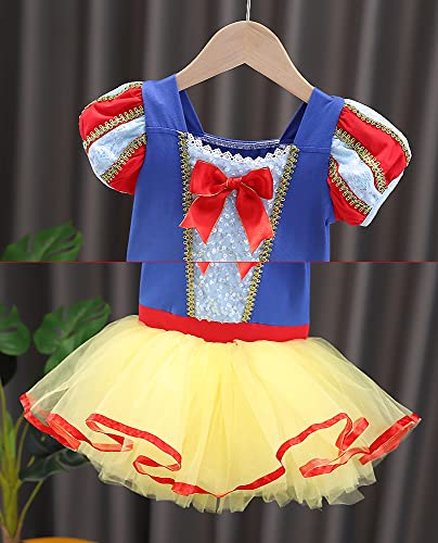 Lito Angels Disfraz Bailarina de Ballet Princesa Blancanieves para Niñas, Vestido Maillot de Danza Baile con Falda Tutu, Talla 3 a 4 Años, Amarillo